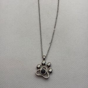 Brand New!! Chain necklace with 3D dog paw and faux moonstone